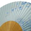 [Stylish Kimono Iroha] High-quality painted fan, made in Japan, white bamboo with carved cherry blossom design, blue pearl background, scented.
