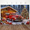 Winter Christmas Red Truck Holy Gift Wreath Cottage Theme Banner Backdrop Birthday Party Home Decoration Photography Backdrop