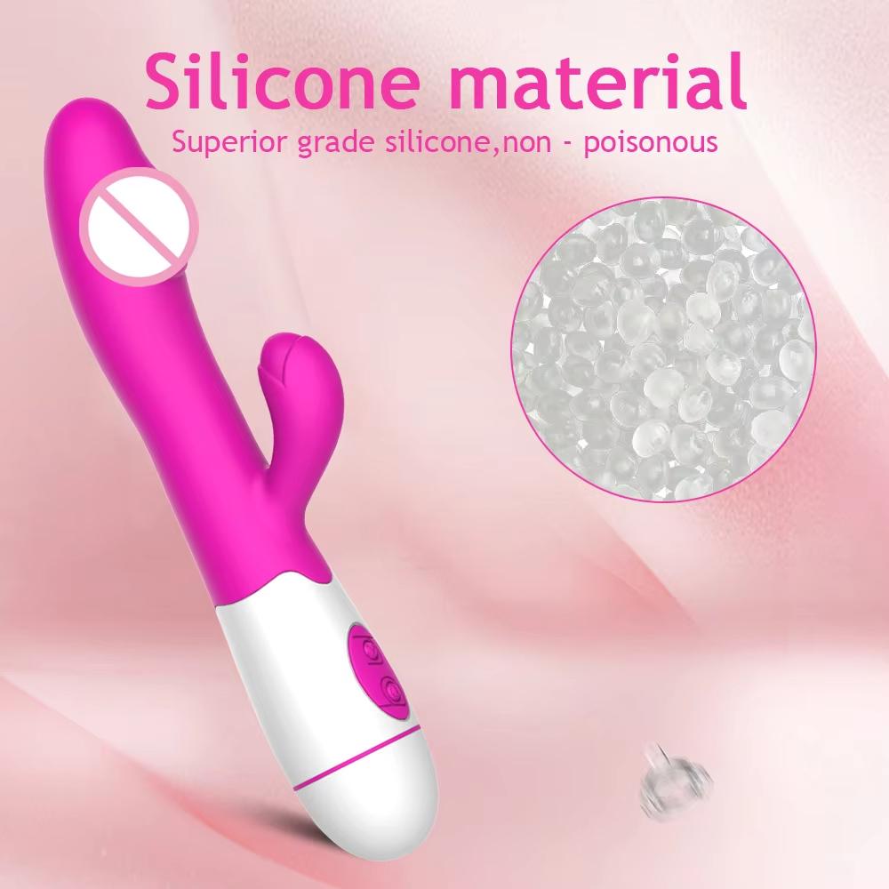 New Rabbit Vibrator for Women 30 Speed Rechargeable G Spot Clitoris Stimulator Dildo Vagina Female Climax Masturbator Sex Toys for Aldult Insert Dildo