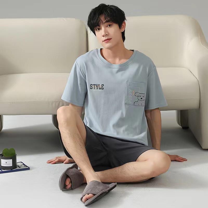 Summer Men's Pajamas Knit Pajamas Set Pajamas Big Boys Pajamas Family Clothing
