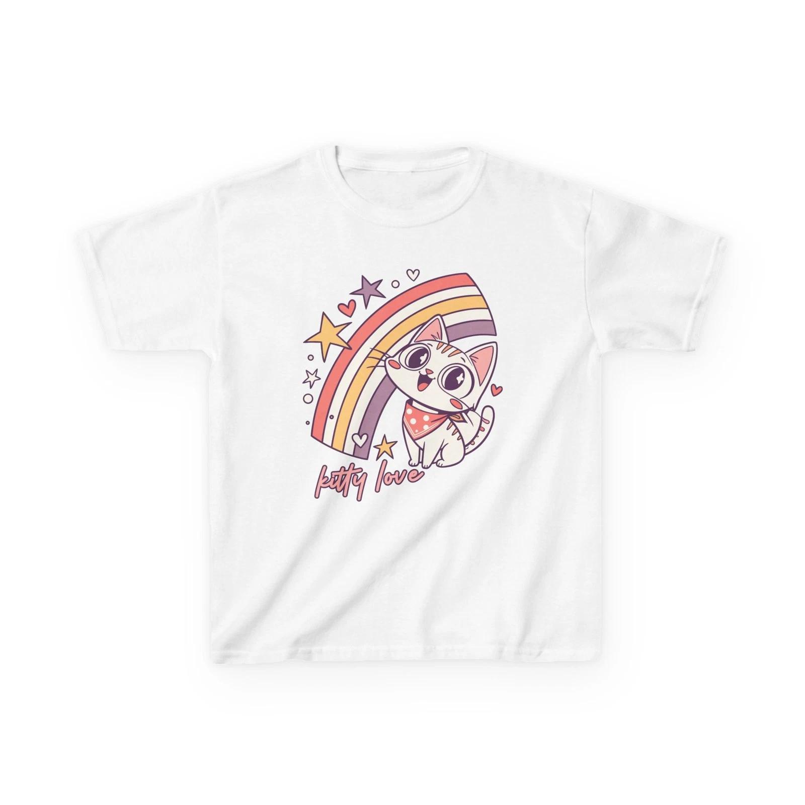 Cute Cat Rainbow Kids Tee, Toddler T-shirt, Children s Gift, Cat Lover [...] 3XL
