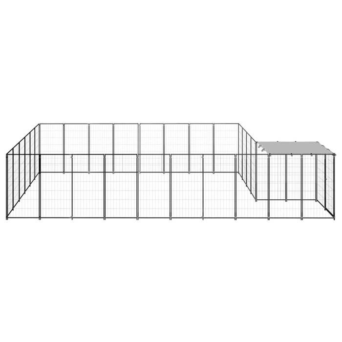 VidaXL Chenil Noir 15,73 m² Acier Enclos pour Chiots Cage Chiens Extérieur 3082214