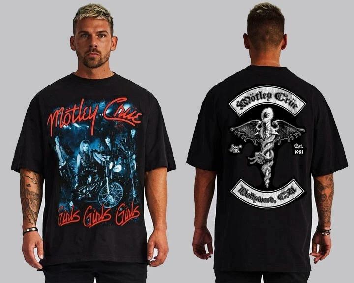 MOTLEY CRUE GIRLS GIRLS FRONT AND BACK PRINT HARD ROCK BLACK T-Shirt M