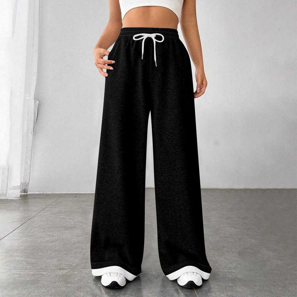 Women's Fashion Loose Drawstring Closed Waist Color Casual Sports Pants Casual Pants