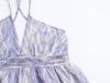 2025 Spring/Summer Sexy Backless V-Neck Spaghetti Strap Chiffon Print Dress