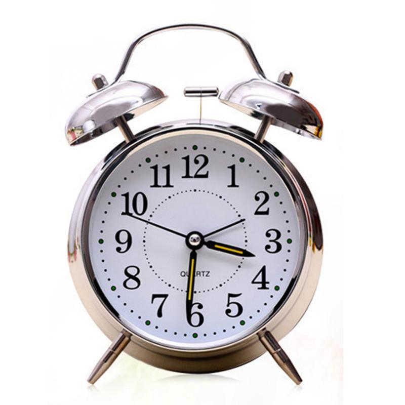 

Loud Super Double Bell Alarm Clocks Night Light Luminous Display Decor Home серебряный серый