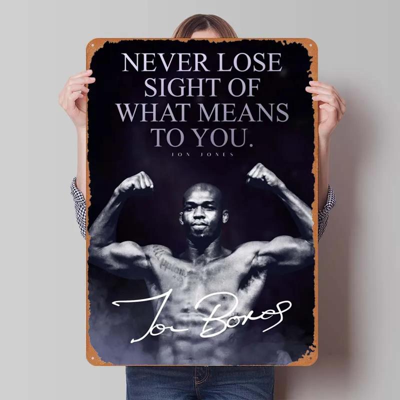 Jon Jones Metallskylt Boxningsposters Spelrumsinredning Man Vintage Plåttskylt Plakett för Väggkonst Dekoration Interiör