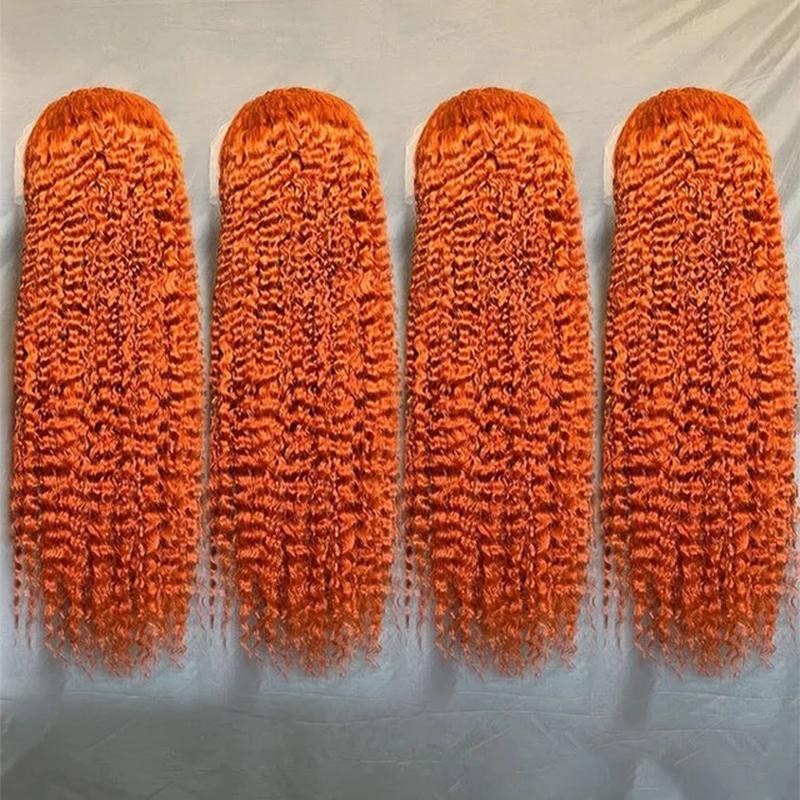 13x6 Lose Deep Wave Orange Ingwer Spitzenfrontal Perücke Echthaar 13x4 Lockige Spitzenfront Perücke 350 Farbige Orange Lockige Echthaar Perücke