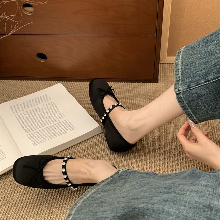 Black series Korean version retro niche Mary Jane women's shoes early spring new one-word buckle strap flat shoes