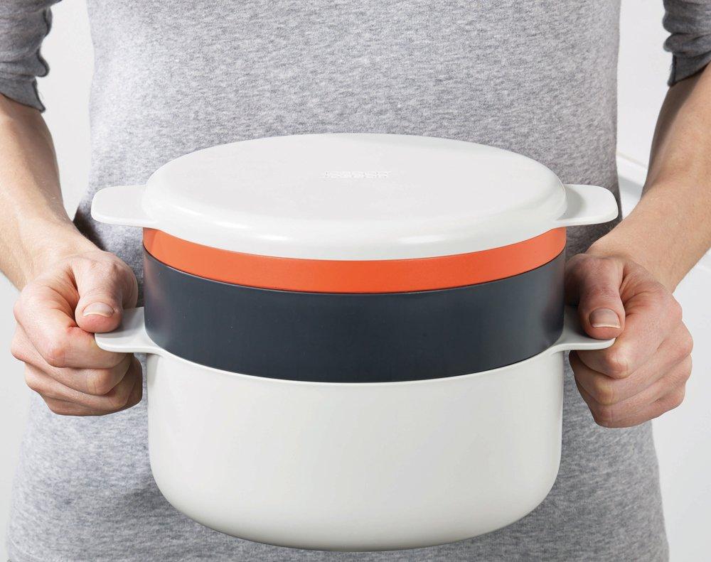 Joseph Joseph Microwave Stackable Cooking Set, Stone/Orange, M-Cuisine Plastic, 45001, 4-Piece Set [Authentic]