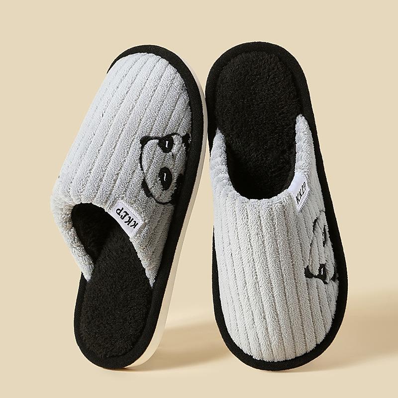 Fashion Cute Panda Plush Home Slippers for Women Comfortable Soft Sole Bedroom Cotton Shoes Woman Winter Non Slip Warm Indoor Slippers