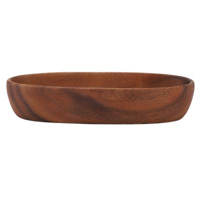 Wooden Salad Bowl Multipurpose Large Capacity Wooden Boat Shaped Bowl for Food Bread Fruits Snack Dessert 22x8.5x4.5cm