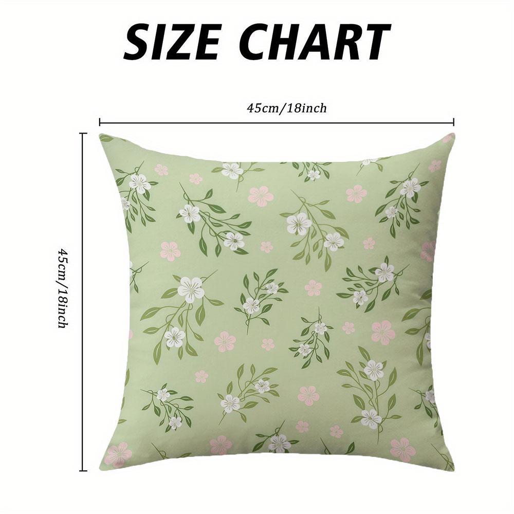 Vintage Sage Green Floral Ditsy Square Jacquard Pillow Cover for Sofa Office Waist Cushion Cover Home Decorative Pillowcase