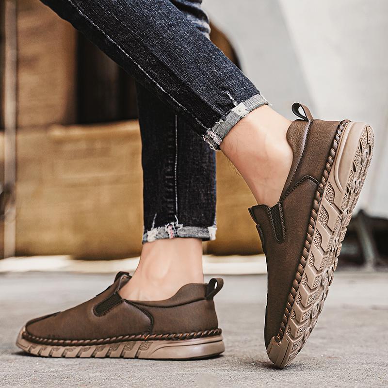 38-46 Men's Leather Casual Shoes Handmade Loafers Comfortable Men's Slip on Shoes Flat Moccasins Boots