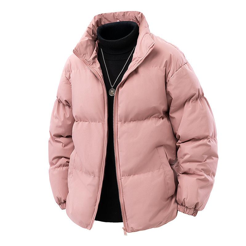 

Winter New Men s Solid Color Thickened Stand Collar Cotton Coat Large Size Fashionable Casual Cotton Coat L