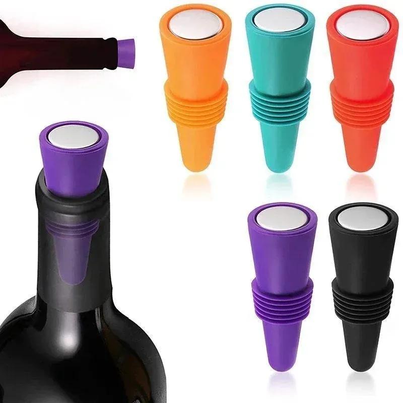 1PC Tappo per bottiglie di vino e bevande in silicone Set Tappi sigillanti per bottiglie di champagne a prova di perdite Tappo salva-tappo per vino Tappo riutilizzabile