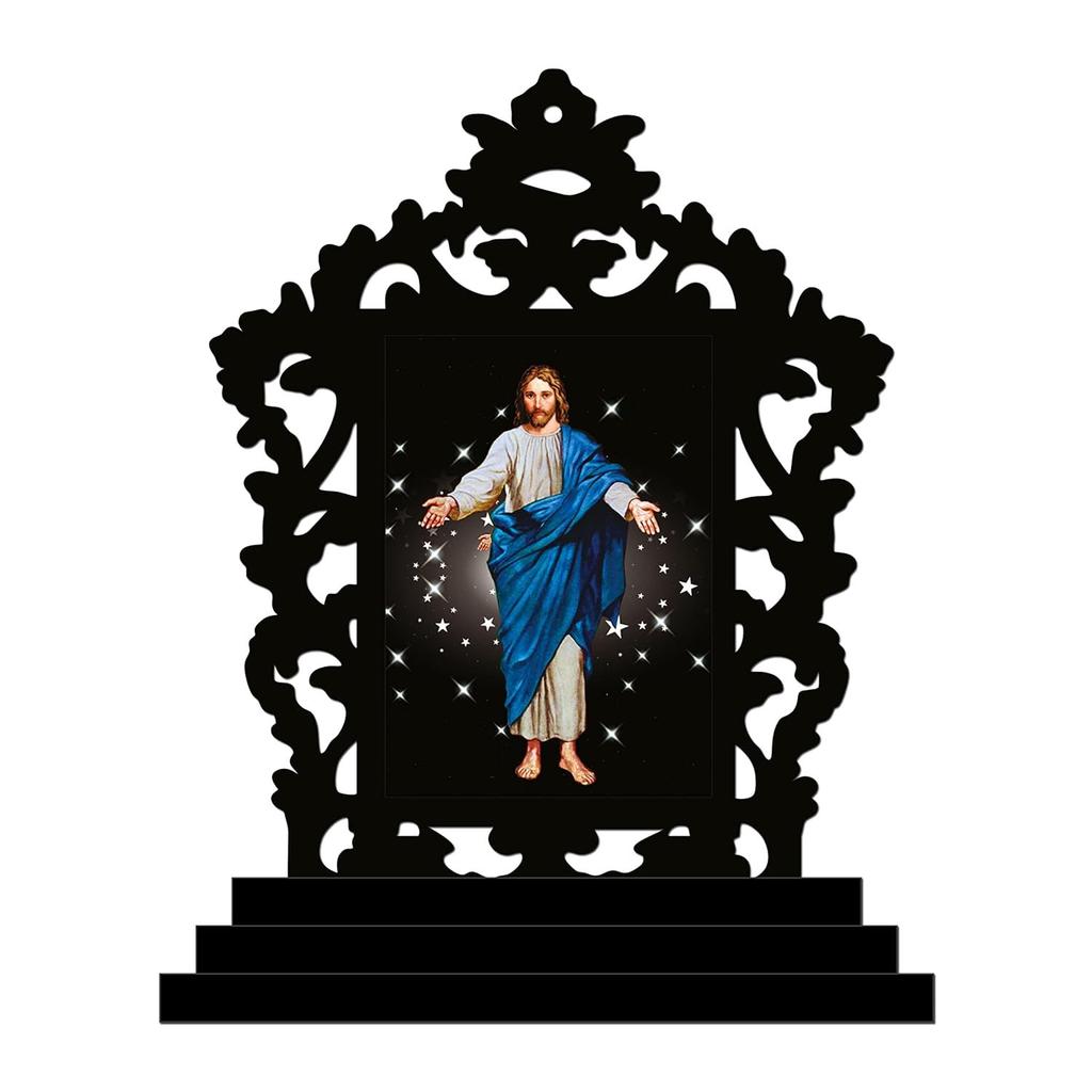 New Jesus Wooden Car Dashboard Idols Figurine (Wooden - Size 3x5 Inches) Christian Son of God Statue Lord Sculpture for Gift