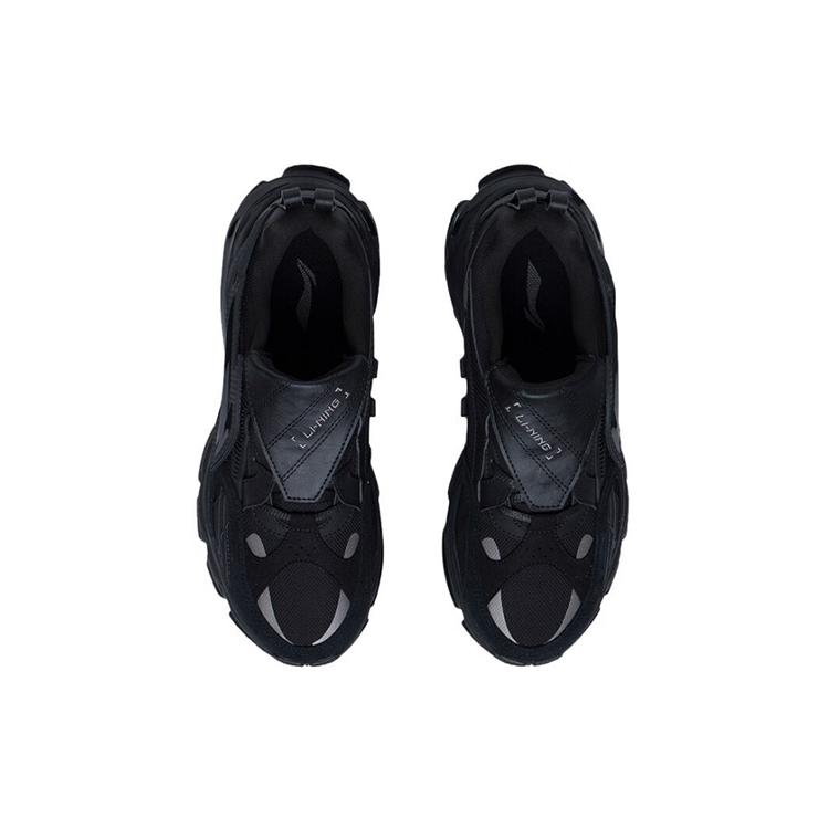 Li Ning Cushioning Slip Resistant Abrasion Resistant Reflective Rebound Low top Running Shoes Men's Black ARLS017-1