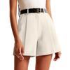 High Waist Wide Leg Shorts for Women Tailored Fit Pleated Front Belt Loops Casual Summer Bottoms with Side Pockets