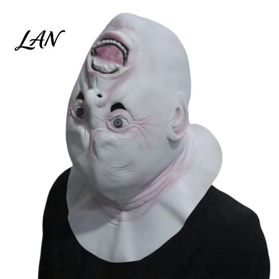 Eye-catching Halloween Prop Upside Down Demon Latex Full Face Mask, Scary Alien Cosplay Non-stuffy Party Horror Mask Headgear, Creepy Costume