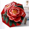 1pc Peony Butterfly Combination Pattern Sturdy 8-Bone Auto Umbrella, Bright Umbrella, Digital Printed, Foldable Umbrella for On-the-Go Outdoor Use