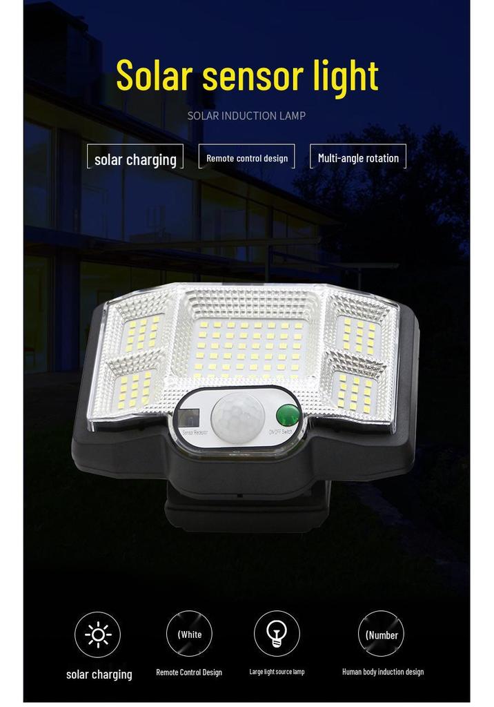 Triple-Head Rotatable Solar Outdoor Wall Lamp for Streets and Courtyards