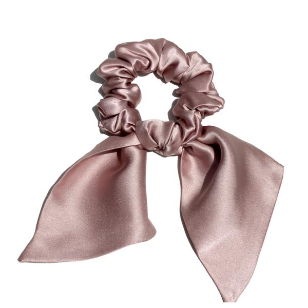 100% Pure Silk Bunny Ear Scrunchies Bow Bowknot Knotted Scrunchy Hair Bands Elastic Ties Ponytail Holder for Women,Girls 1 Piece