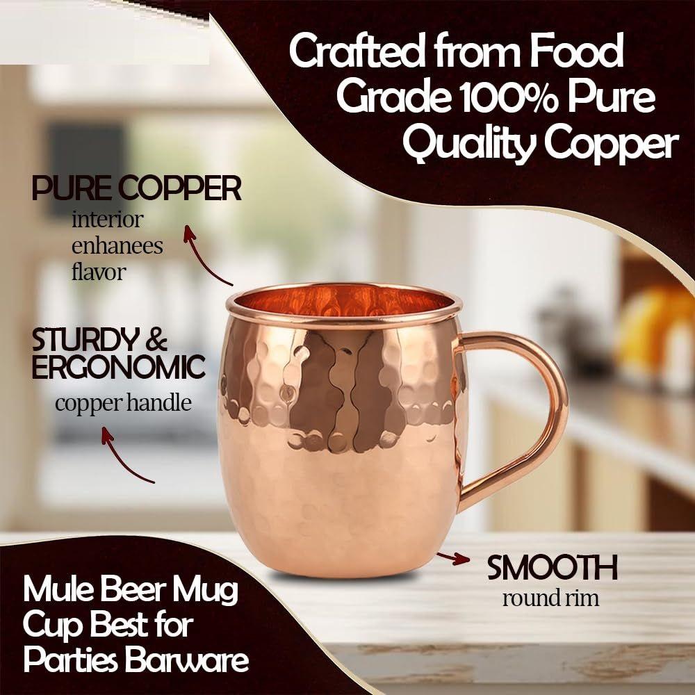 Copper Mule Mug,  Shiny Moscow Mule Beer Mug Cup, Cocktail , Ideal for Cocktails, Drinks, & Gifts, Best for Parties (500 Ml) Set of 1