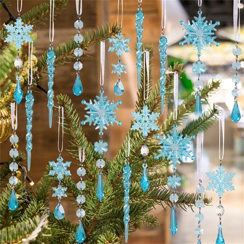 18 Piece Shatterproof Acrylic Christmas Tree Ornament Transparent Hanging Decorations For Holiday Festival Decoration