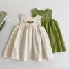 Round Neck Sleeveless Flower Embroidered Dress Korean Version Casual Clothes for Girls Aged 2-6 Fresh and Cute Summer New