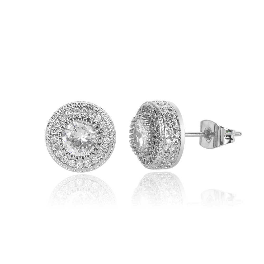 

Luxury Personality Ultra-gleaming Geometry Round Full Zircon Stud Earrings for Men Women Classic Couple Earrings Jewelry Gifts