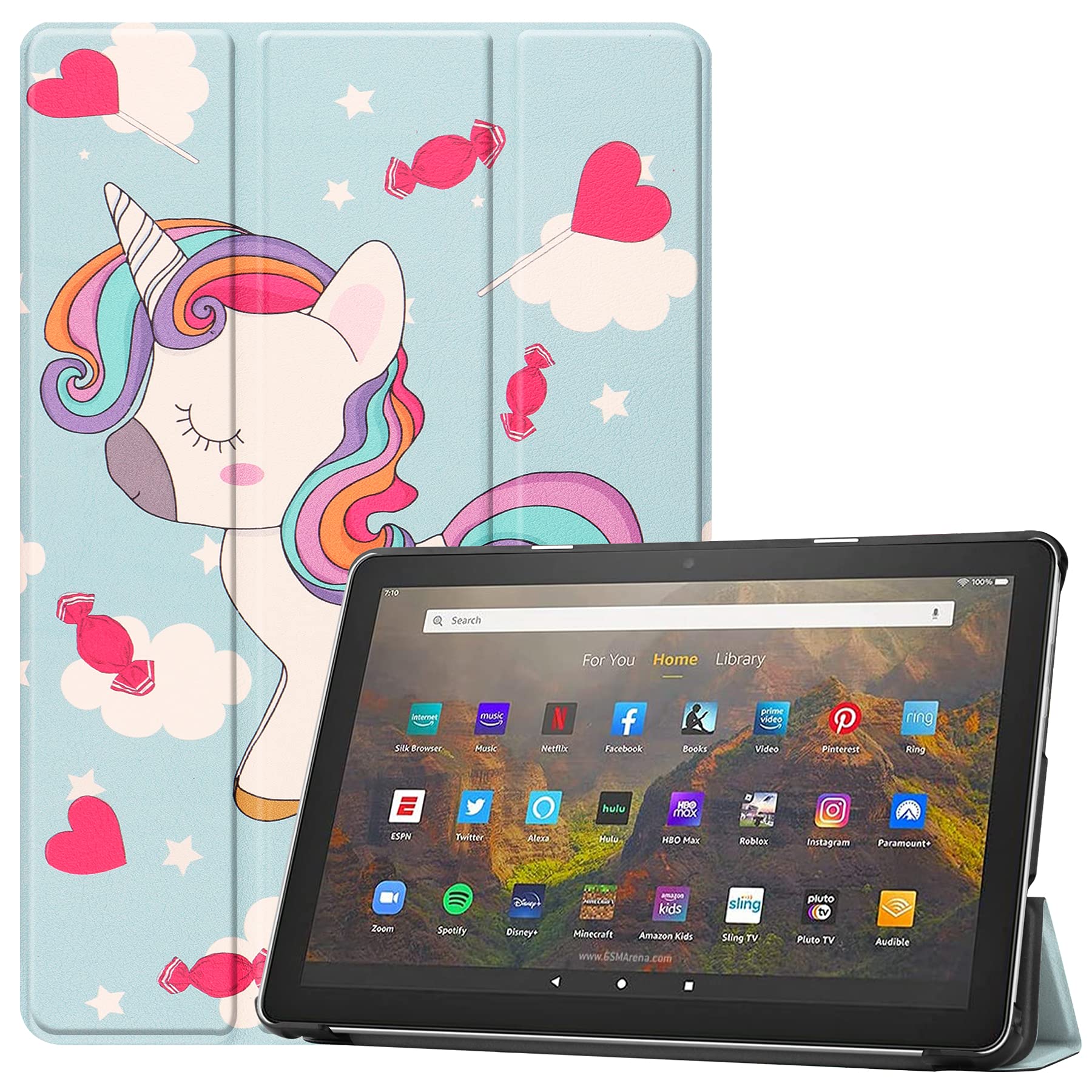 

Fire HD 10 2021 Fire HD 10 Plus 2021 Cover Unicorn Magnetic Closure Thin Lightweight Tri-Fold