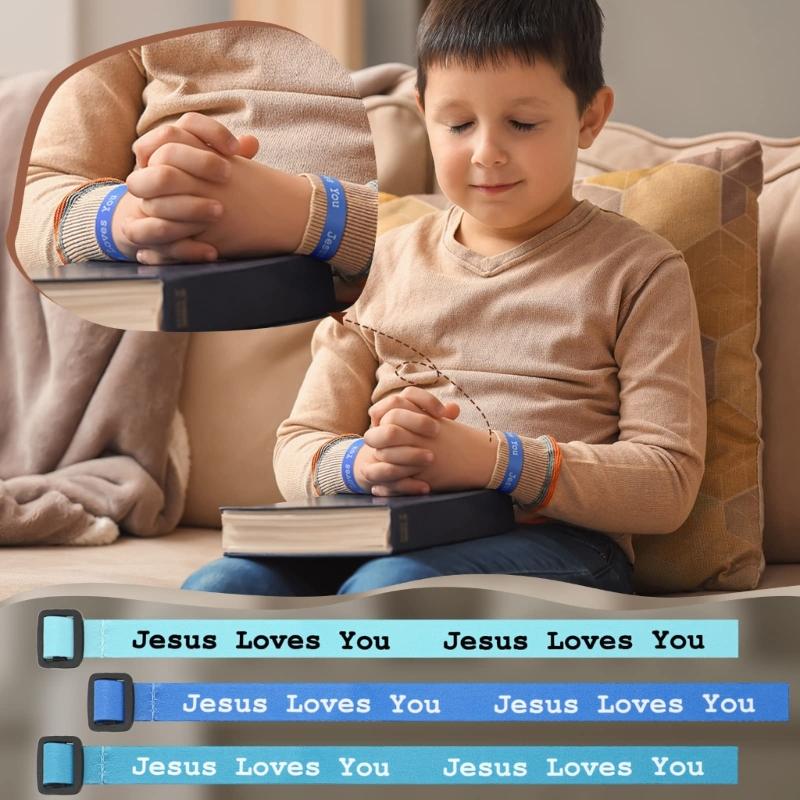 15Pcs Jesus Loves You Webbing Bracelets Woven Bracelet Religious Bracelets Adjustable Wristbands for Men Women Kids Gift