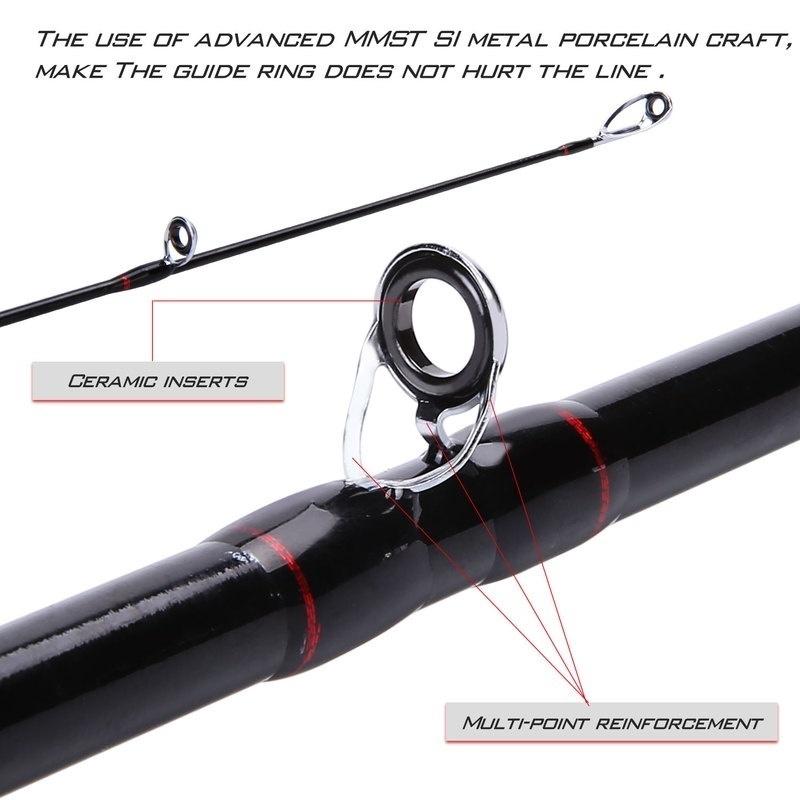 Kastestangsnellekombinasjoner 2,1M/2,4M karbonfiskestang og 17+1BB 7.1:1 Baitcasting-snelle sjøstangsnelle