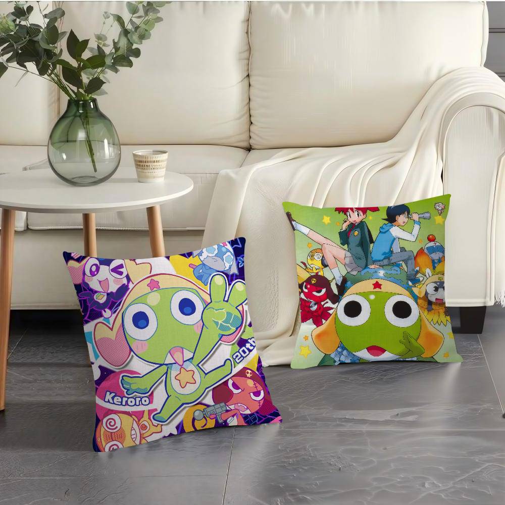 Funny Cartoon K-Keroro Gunsou Frog Cushion Cover Pillow Cover Decor Pillowcase Printed Cushion Case For Couch