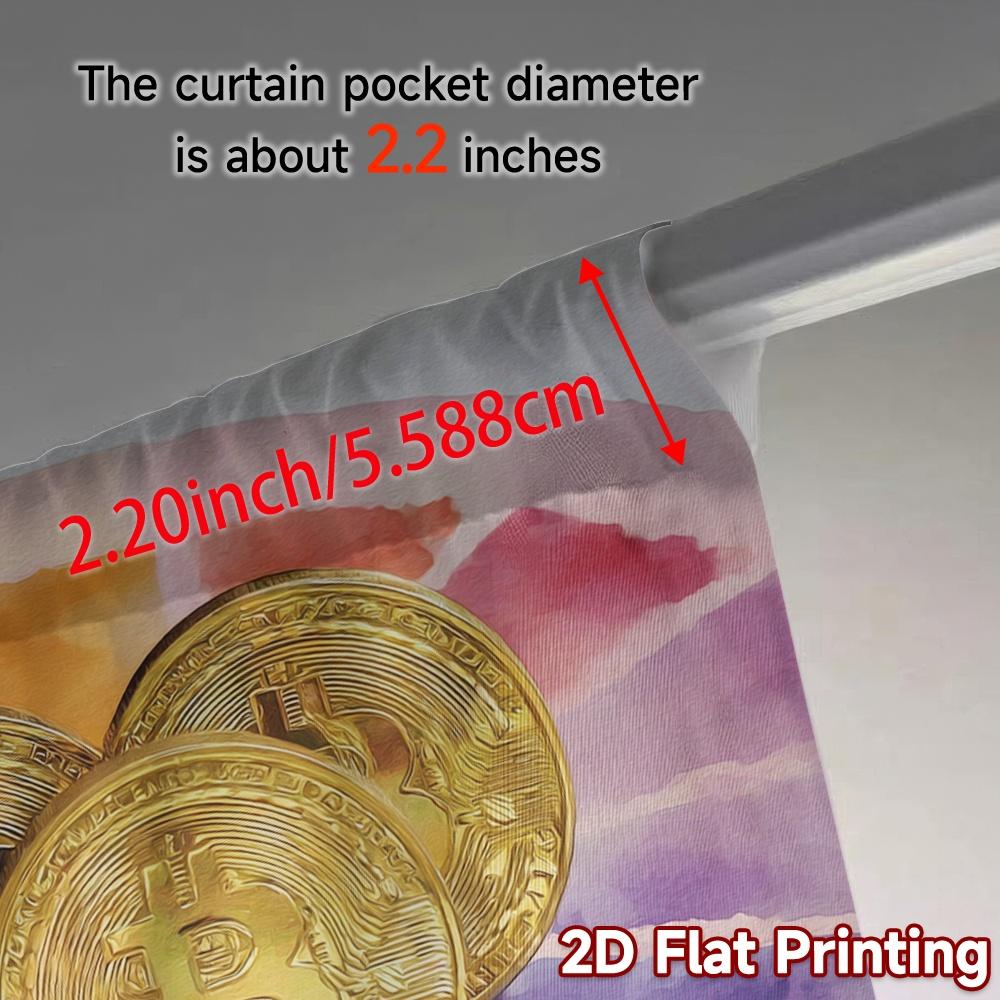 2pcs, 2D FLAT PRINTING Curtains (Without Rod) CryptoSpectrum Contemporary Chic Curtains Versatile 100% Polyester Curtains All