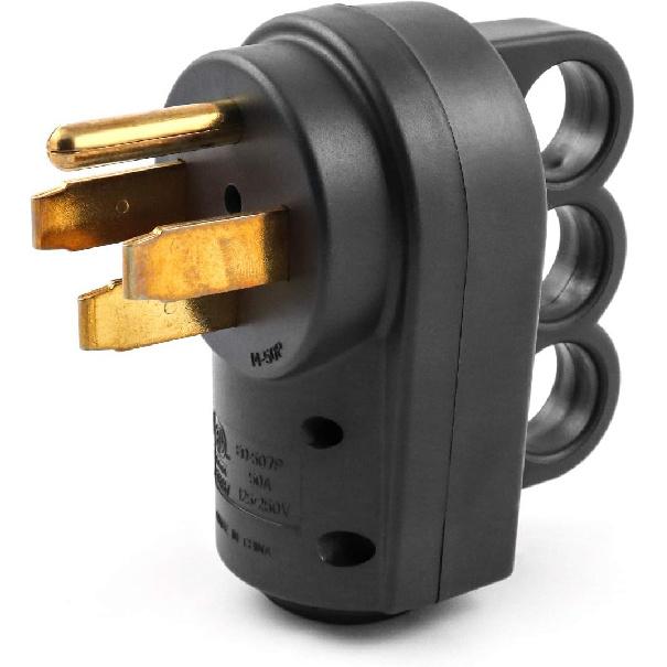 QWORK Nema 14-50P 50 Amp Male RV Replacement Plug, 125/250V Power Assembly Plug With Handle For Camper Trailer