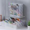 Desktop Transparent Frosted Pen Holder Inclined Makeup Brush Lipstick Storage Box Multi-Functional Stationery Storage Box