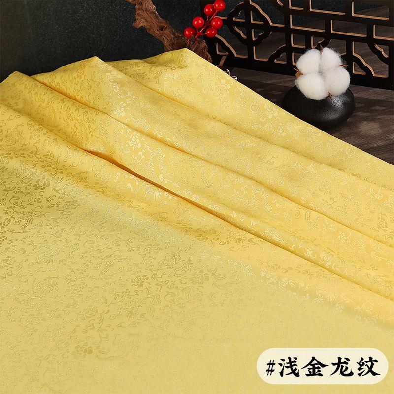 Double Sided Jacquard Fabric Bamboo Dragon Pattern By The Meter for Clothes Cheongsam Hanfu Sewing Cloth Fine Soft Gold White
