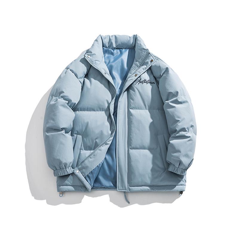 Men's Stand Collar Winter Cotton Jacket - Thickened, Loose-Fit, Trendy Down Outerwear