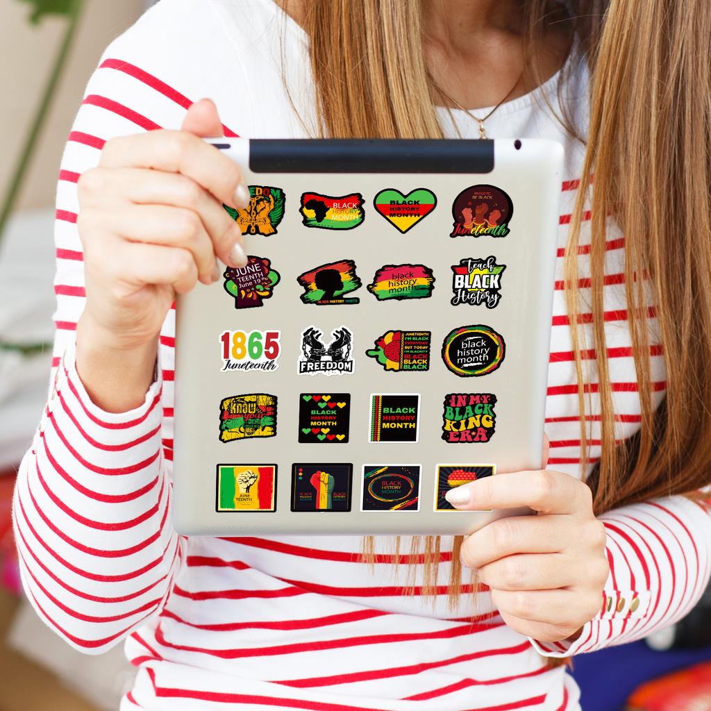 50PCS Juneteenth Black History Stickers, American Independence Day Decals for Phone, Laptop & Luggage