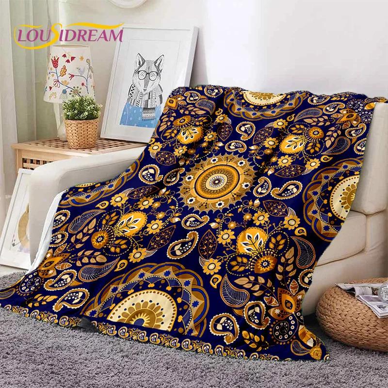 Turkey Persian Bohemian Mandala Flower Soft Flannel Blanket for Bed Bedroom Sofa Picnic,Throw Blanket for Outdoors Leisure Gift