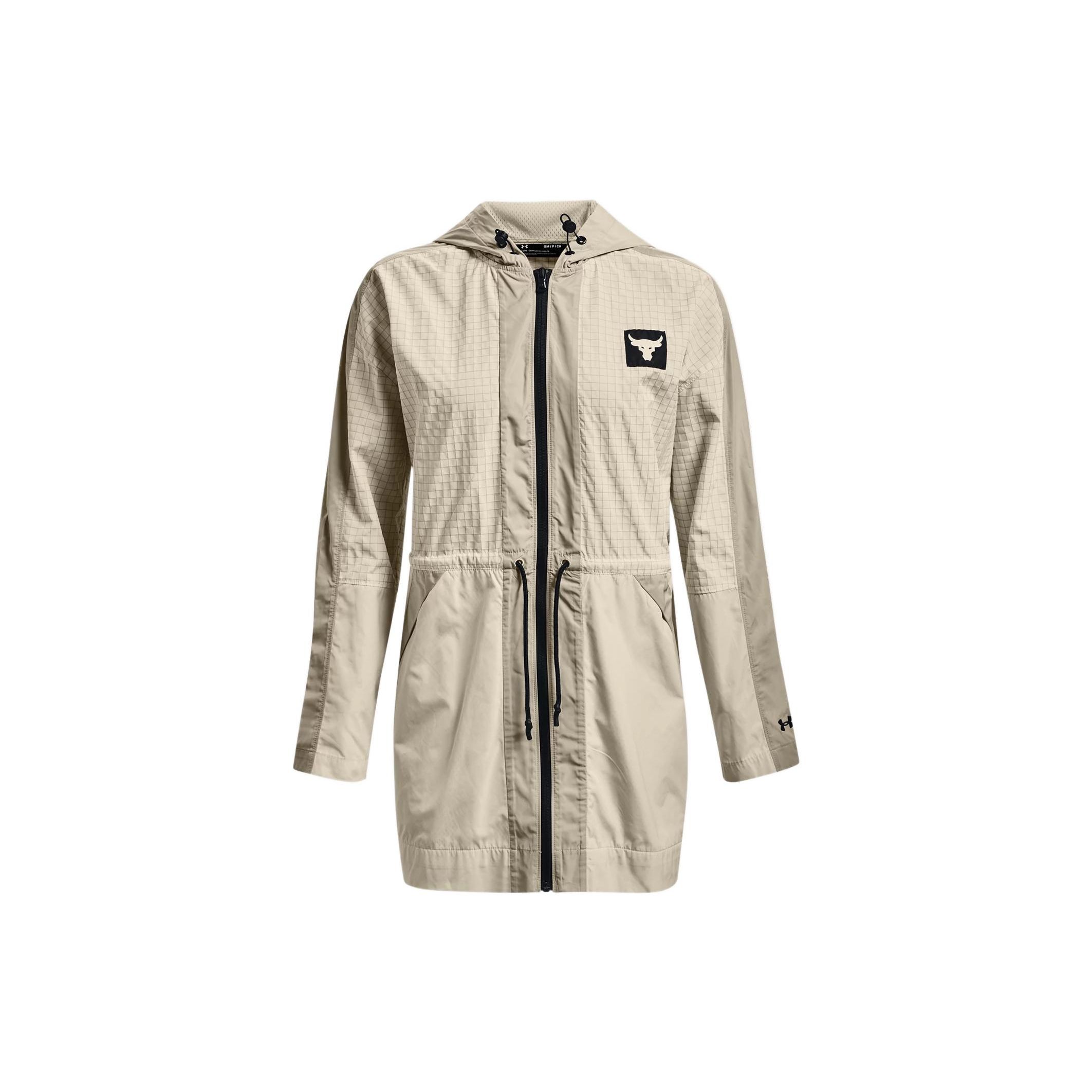 Under Armour Project Rock Woven Hooded Jacket Women Lime-White 1369960-279 M