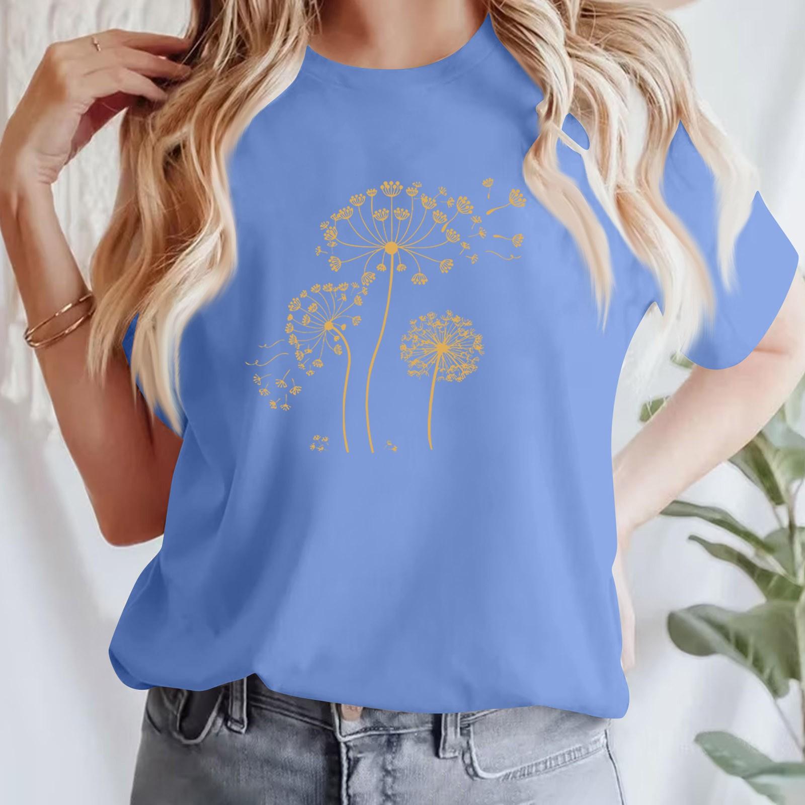 

Жіноча повсякденна футболка з принтом і круглим вирізом, пуловер з короткими рукавами XL