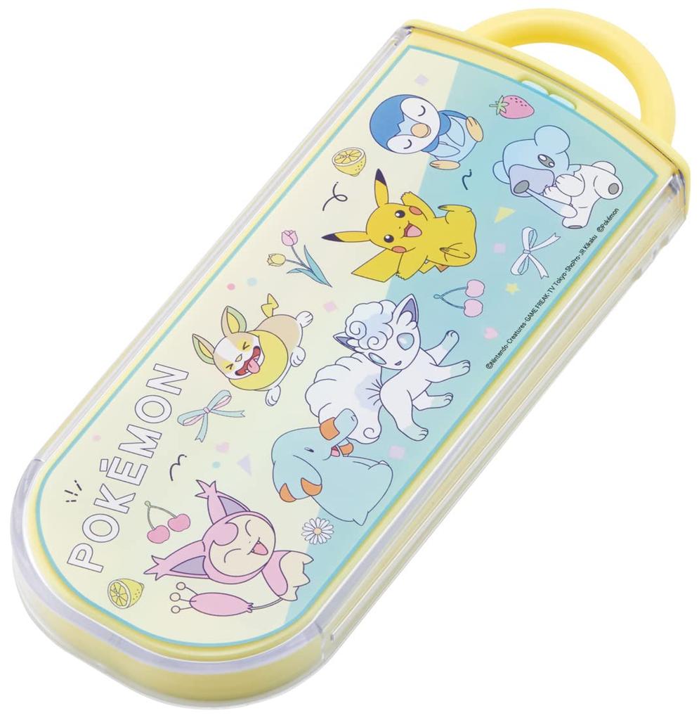 Skater Children's Trio Set: Chopsticks, Spoon, Fork, Pokémon New Retro Design, Made in Japan (TACC2AG-A)
