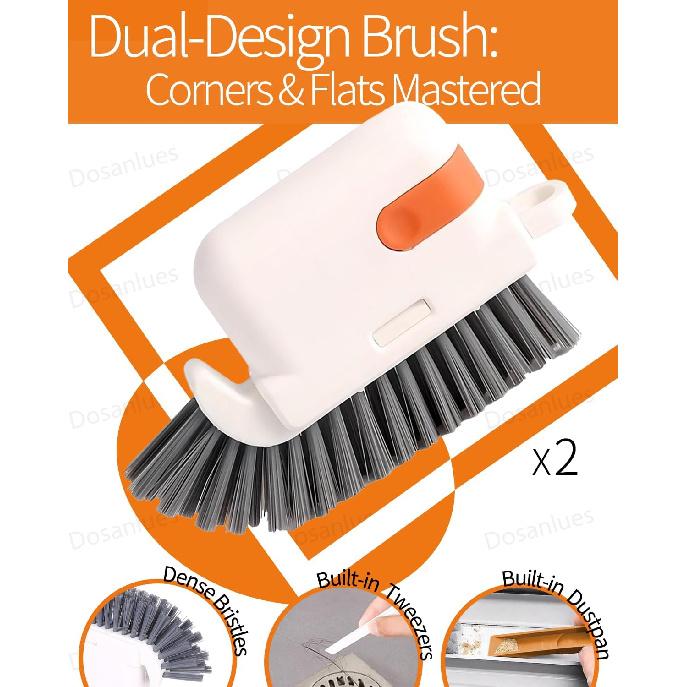 Groove Gap Cleaner Tools Set, 8 Pcs Hand-Held 2 Brush With Dustpan&Tweezer + 2 Sponge Brush With Dustpan + 2 Replacement Sponges +2 Crevice Brushes