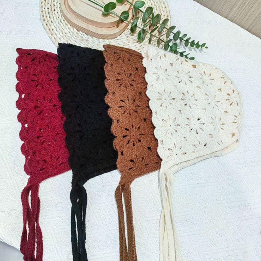 Bohemian Beret Cap Hand-knitted Knitted Hat Fashion Summer Flower Hat  for Women