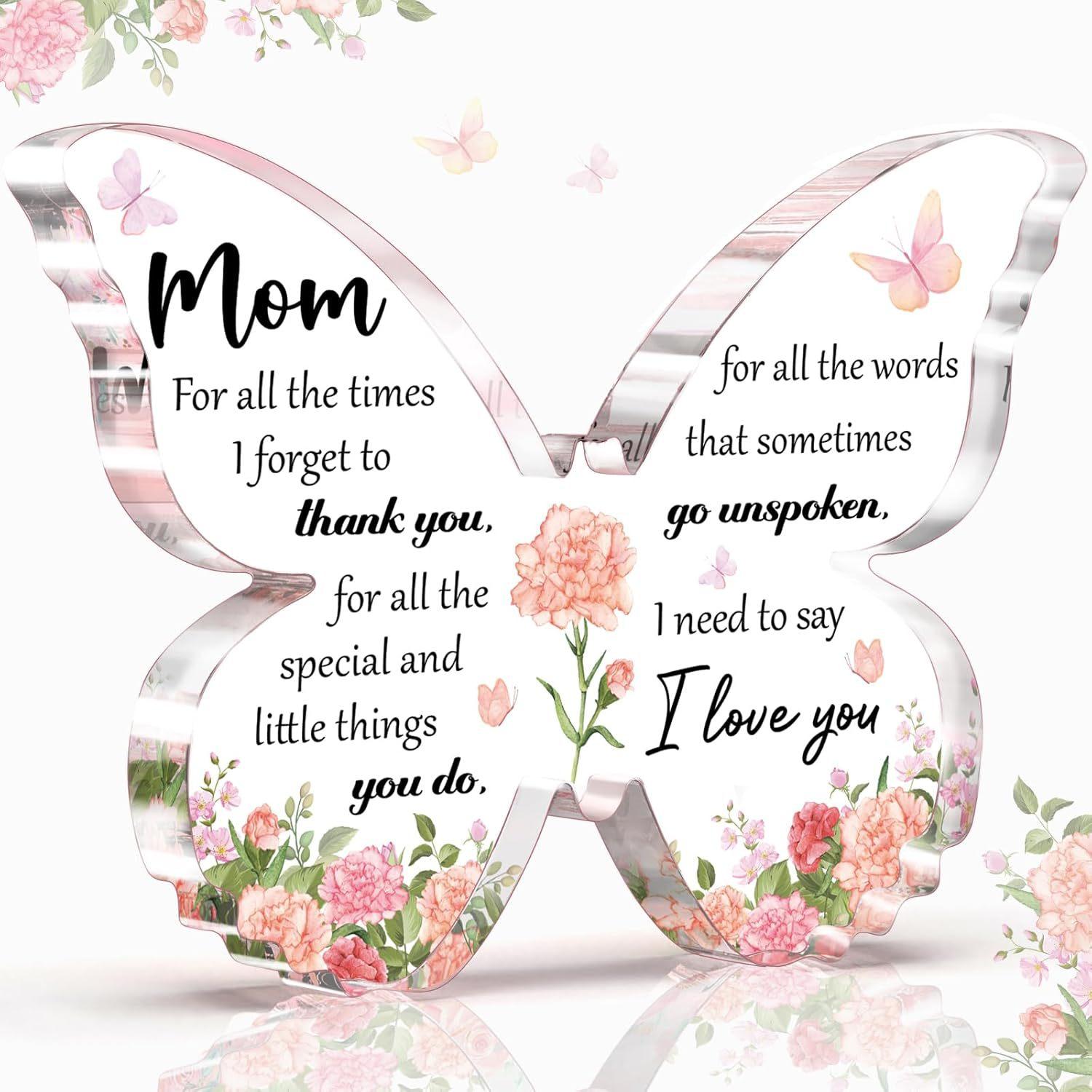 Butterfly Acrylic Decorations Gifts for Mom, Delicate Mom Birthday Gifts from Daughter Son, Moms Birthday Gift Ideas