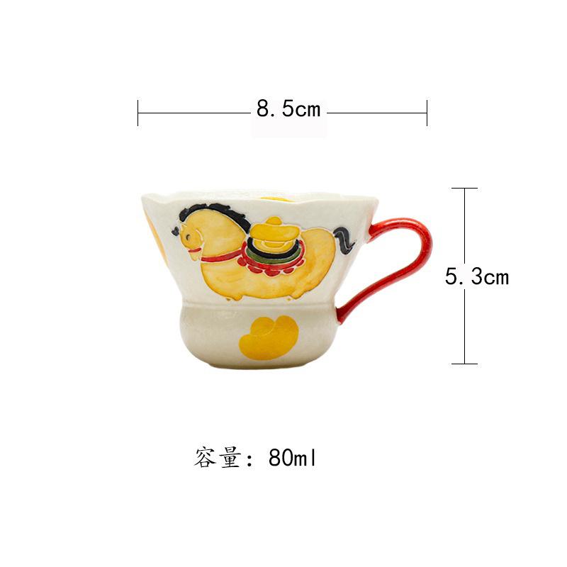

80ml Hand Painted Horse Get Wealth Teacup Vintage Tea Bowl Cute Cup Tea-tasting Personal Cup Chazhan Master Cups Teaware Craft As Your Choose
