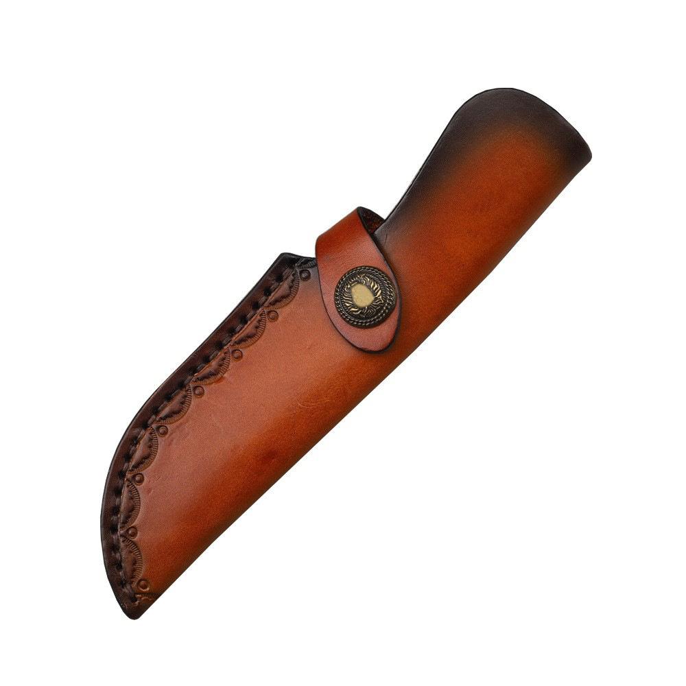 23cm Nóż z ostrzem stałym Pochwa Tłoczona skóra bydlęca Najwyższej jakości skóra licowa Nóż kempingowy Etui myśliwskie Kabura z klamrą do paska